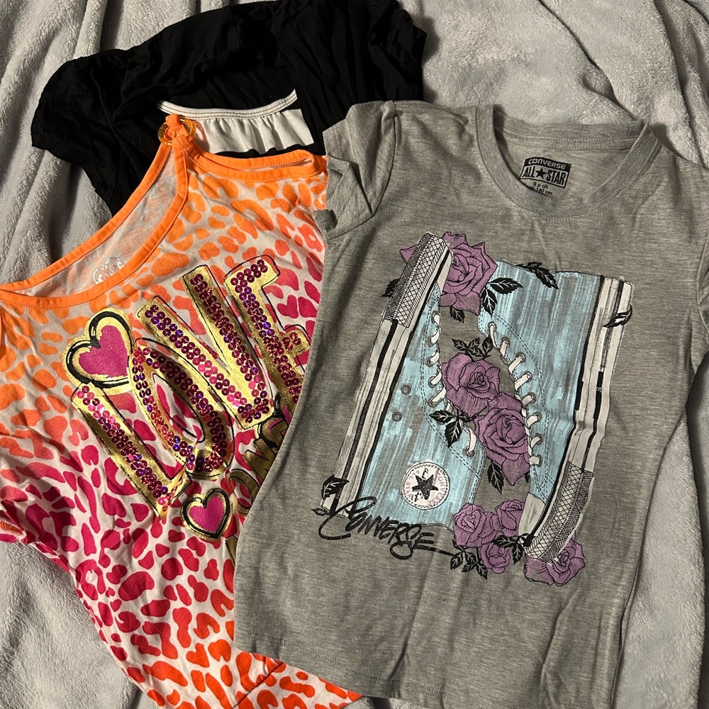 Three “3” girls short sleeve tops.